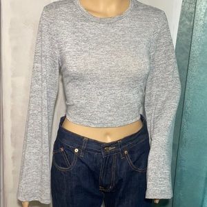 SHEIN Long Sleeve Flare Sleeve Heather Grey Shirt